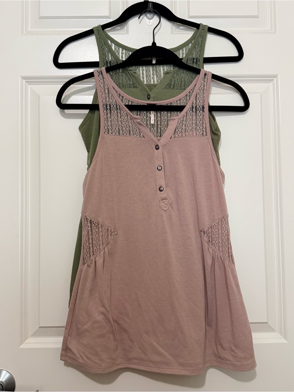 Y2K Cottage Feminine Women's Lace-Trim Tank Tops Mauve Pink Sage Green Sz Small